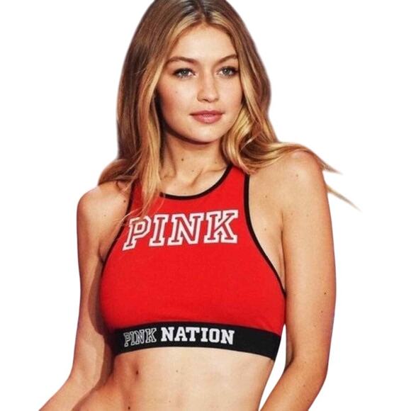 PINK Nation 2015 Red Racerback High Neck Bra Bralette - Picture 1 of 5